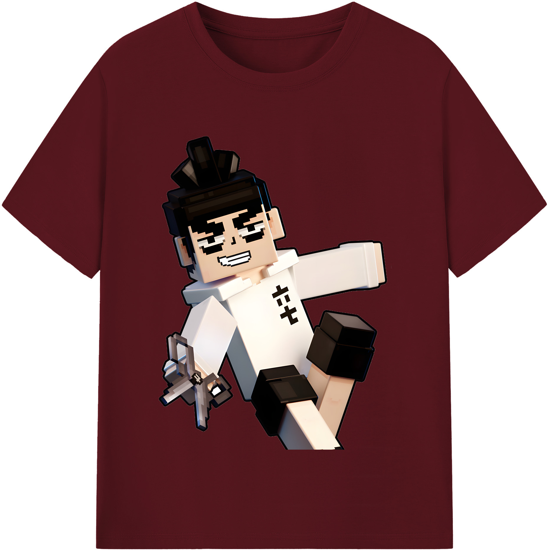 （画像用） マインクラフト ブロックの世界 Minecraft MC Block world 綿100％半袖Tシャツ（フロントプリント）